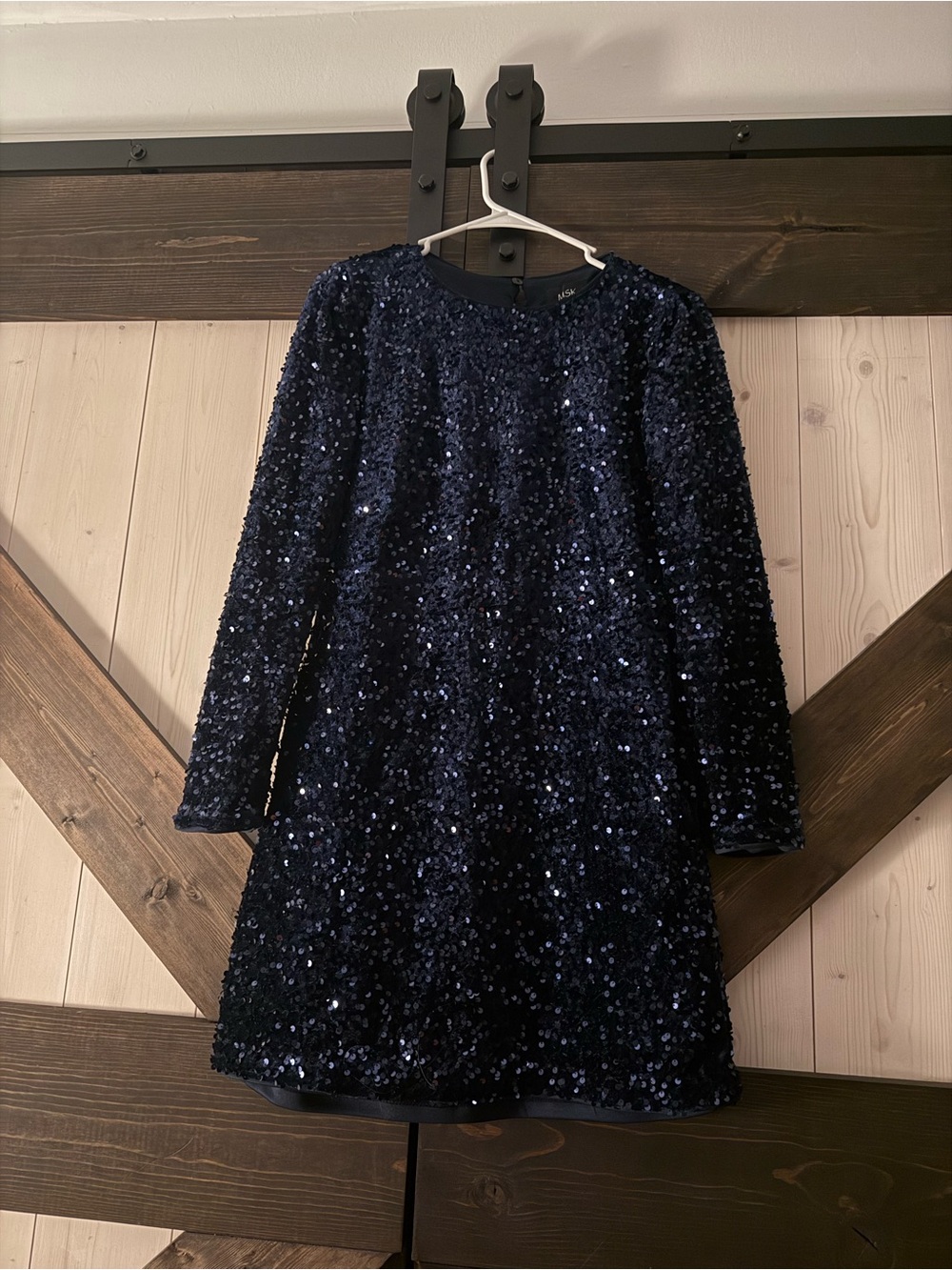 MSK Navy Sequin Long Sleeve Women’s Dress